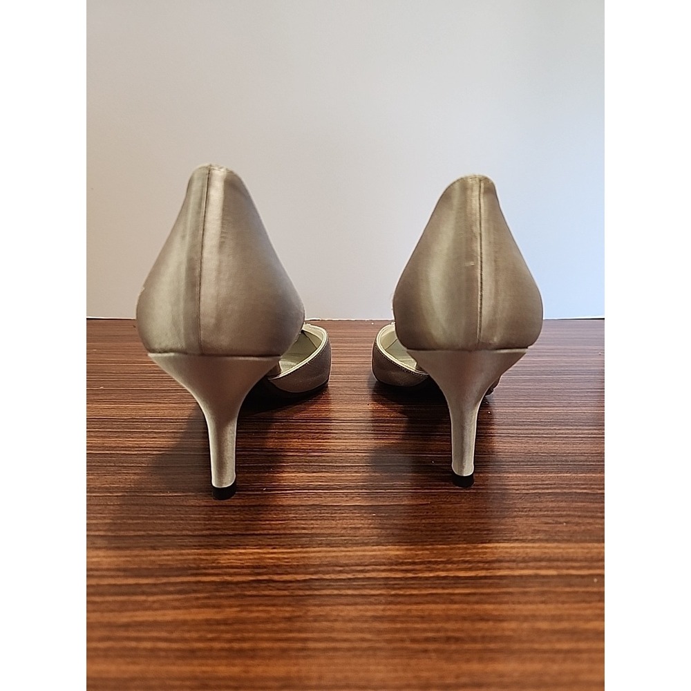 Unique Vintage Stuart Weitzman 8.5 Silver  Gray Satin Rhinestone Jeweled Heels - Picture 10 of 13